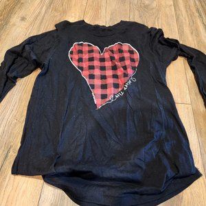 Buffalo Plaid Heart Mi Amor Black Long Sleeve Tee
